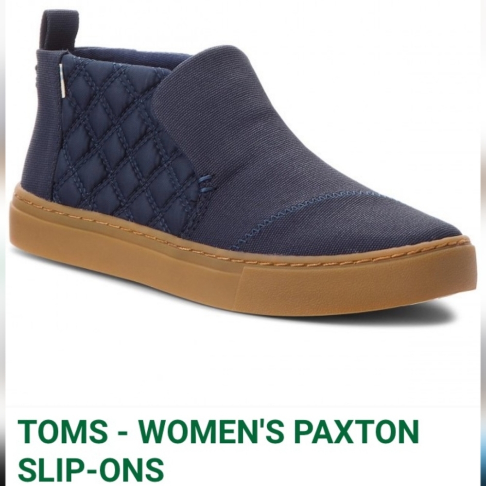 Tom's Paxton Navy Blue Quilted Slip-ons 8